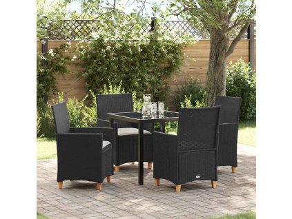 Zahradní jídelní souprava 5 pcs Černá polyratan 3381066