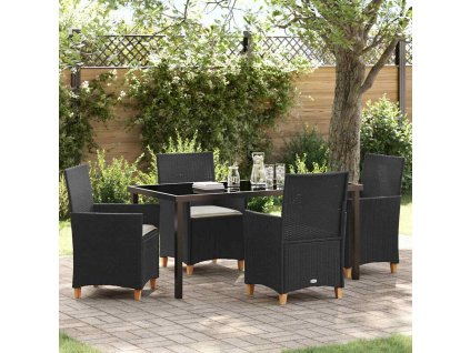 Zahradní jídelní souprava 5 pcs Černá polyratan 3381067