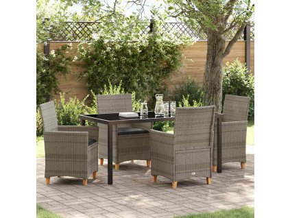 Zahradní jídelní souprava 5 pcs Šedá polyratan 3381074