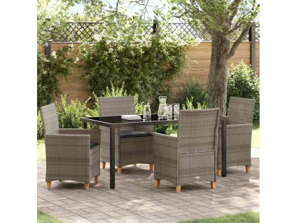 Zahradní jídelní souprava 5 pcs Šedá polyratan 3381075