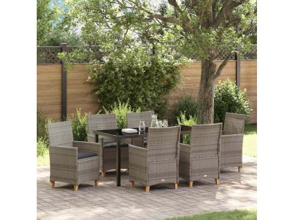 Zahradní jídelní souprava 7 pcs Šedá polyratan 3381076