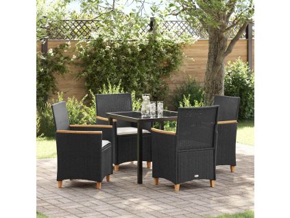 Zahradní jídelní souprava 5 pcs Černá polyratan 3381087