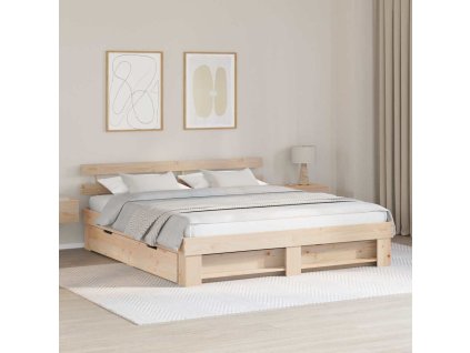Rám postele s čelo Hnědá 180 x 200 cm Masivní borové dřevo 3382265
