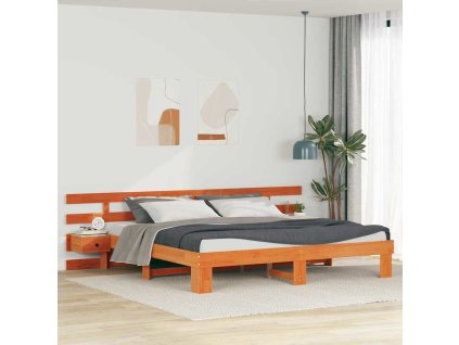 Rám postele s čelo Hnědá 180 x 200 cm Masivní borové dřevo 3385681