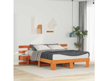 Rám postele s čelo Hnědá 150 x 200 cm Masivní borové dřevo 3385687