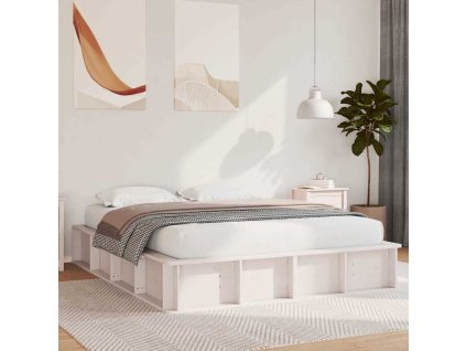 Rám postele Bílá 160 x 200 cm Masivní borové dřevo 3385710