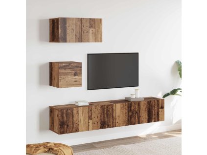 Sestava TV skříněk Nástěnný 3 pcs Staré dřevo kompozitní dřevo 3393138