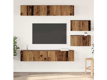 Sestava TV skříněk Nástěnný 6 pcs Staré dřevo kompozitní dřevo 3393159