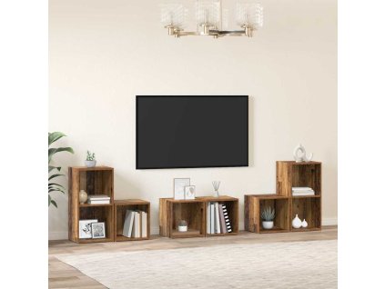 Sestava TV skříněk Nástěnný 6 pcs Staré dřevo kompozitní dřevo 3393162