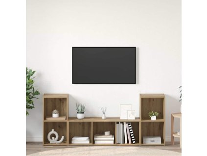 Sestava TV skříněk Nástěnný 3 pcs Hnědá kompozitní dřevo 3393254