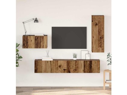 Sestava TV skříněk Nástěnný 4 pcs Staré dřevo kompozitní dřevo 3393261