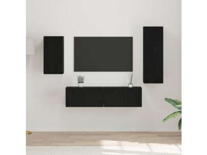 Sestava TV skříněk Nástěnný 4 pcs Černý dub kompozitní dřevo 3393283