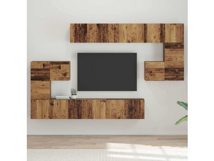 Sestava TV skříněk Nástěnný 10 pcs Staré dřevo kompozitní dřevo 3393318