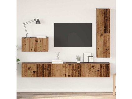 Sestava TV skříněk Nástěnný 4 pcs Staré dřevo kompozitní dřevo 3393327