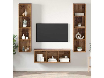 Sestava TV skříněk Nástěnný 3 pcs Staré dřevo kompozitní dřevo 3393339