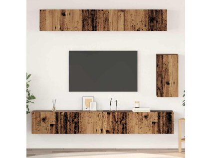 Nástěnná skříň na TV 3 pcs Staré dřevo kompozitní dřevo 3393345
