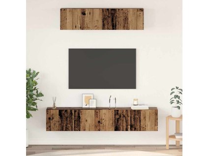 Sestava TV skříněk Nástěnný 4 pcs Staré dřevo kompozitní dřevo 3393360