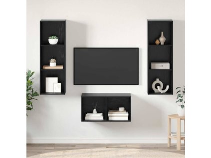 Sestava TV skříněk Černý dub 37 x 37 x 107 cm kompozitní dřevo 3393364
