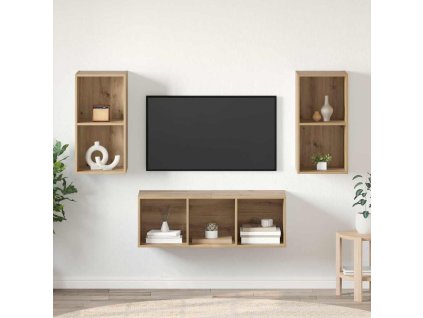 Sestava TV skříněk Nástěnný Artisanový dub 37 x 37 x 107 cm 3393365