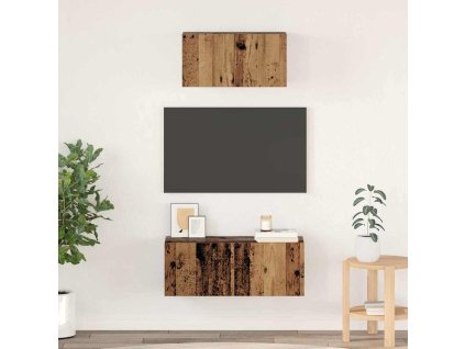 Sestava TV skříněk Nástěnný 2 pcs Staré dřevo kompozitní dřevo 3393381