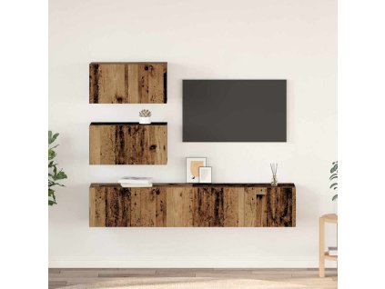 Sestava TV skříněk Nástěnný 4 pcs Staré dřevo kompozitní dřevo 3393393