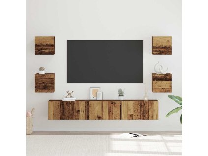 Sestava TV skříněk Nástěnný 7 pcs Staré dřevo kompozitní dřevo 3393396