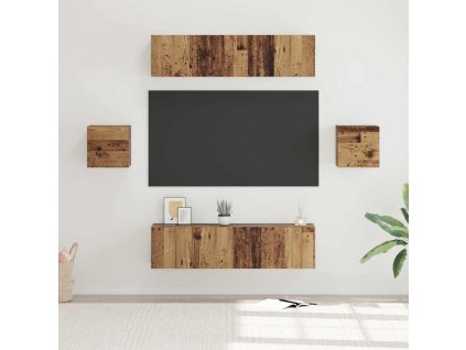 Sestava TV skříněk Nástěnný 6 pcs Staré dřevo kompozitní dřevo 3393399
