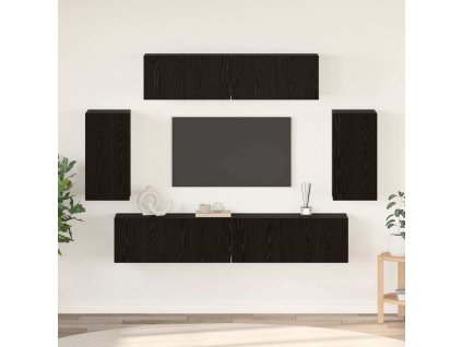 Sestava TV skříněk Nástěnný 6 pcs Černý dub kompozitní dřevo 3393433