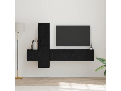 Sestava TV skříněk Nástěnný 5 pcs Černý dub kompozitní dřevo 3393481