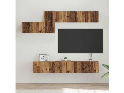 Sestava TV skříněk Nástěnný 7 pcs Staré dřevo kompozitní dřevo 3393486