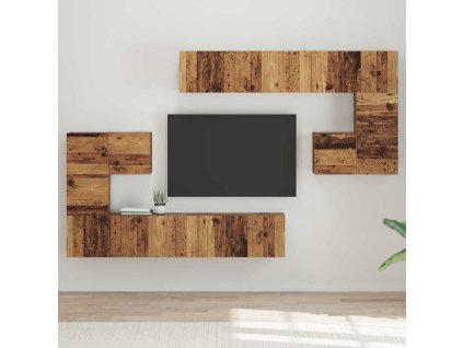 TV jednotky Nástěnný 4 pcs Staré dřevo Kompozitní dřevo 3393492