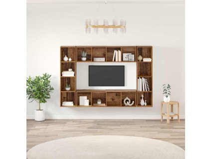 Sestava TV skříněk Nástěnný 4 pcs Hnědá 37 x 37 x 142,5 cm 3393543