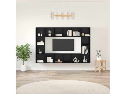 Sestava TV skříněk Nástěnný 4 pcs Černá 37 x 37 x 142,5 cm 3393544