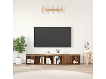 Sestava TV skříněk Nástěnný 2 pcs Staré dřevo 37 x 35 x 107cm 3393549