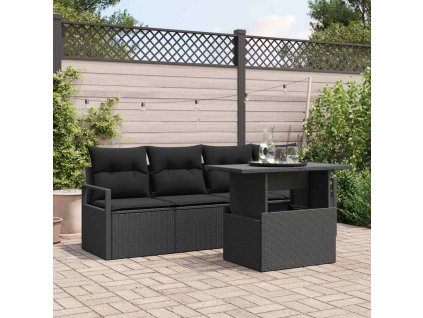 Set pohovek s polštářem 5 pcs Černá polyratan 3348729