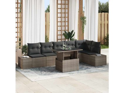 Sada zahradních pohovek s polštářem 7 pcs Šedá 100 x 55 x 73 cm 3349195