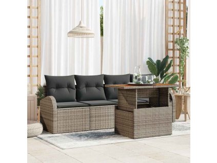 Sada zahradních pohovek s polštářem 5 pcs Šedá 100 x 55 x 73 cm 3349516