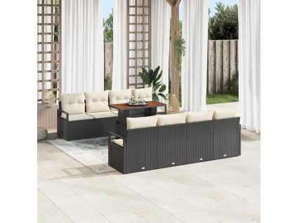 Sada zahradních pohovek 9 pcs Černá, krémová 100 x 55 x 73 cm 3349683