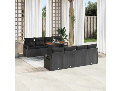 Sada zahradních pohovek 9 pcs Černá, hnědá 100 x 55 x 73 cm 3349687