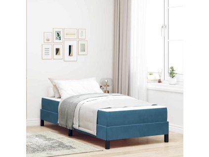 Postel s boxspringem s matrací Tmavě modrá 100 x 200 cm textil 3398675