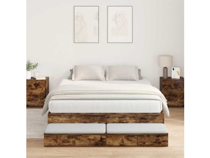 Rám postele s úložným prostorem se zásuvkou Kouřový dub 140 cm 3335697