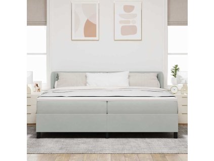 Postel s boxspringem s matrací Světle šedá 200 x 200 cm samet 3340352