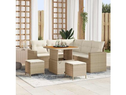 Sada zahradních pohovek 9 pcs Béžová a krémová polyratan 3363561