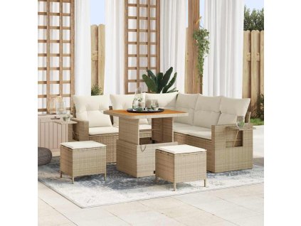 Sada zahradních pohovek 9 pcs Béžová a krémová polyratan 3363691