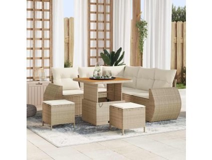 Sada zahradních pohovek 8 pcs Béžová a krémová polyratan 3363821