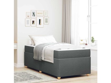 Rám postele s matrací Tmavě šedá 80 x 200 cm textil 3399315
