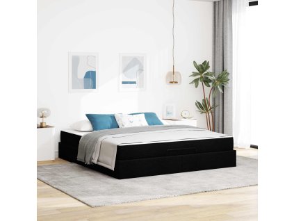 Rám postele s matrací s matrací 2 pcs Černá textil 3399510