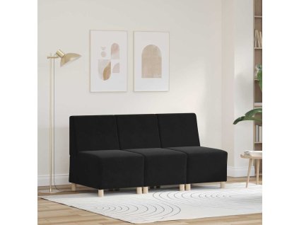 Modulová sedačka bez opěradel 3 pcs Černá 55 x 74 x 82 cm samet 3399809