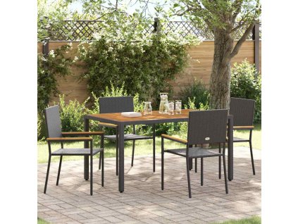 Zahradní stohovatelné židle 4 pcs Černá a hnědá 3403061