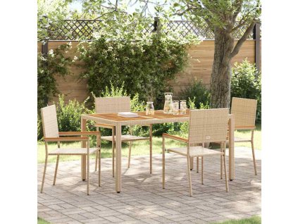 Zahradní stohovatelné židle 4 pcs krémová a hnědá 3403063